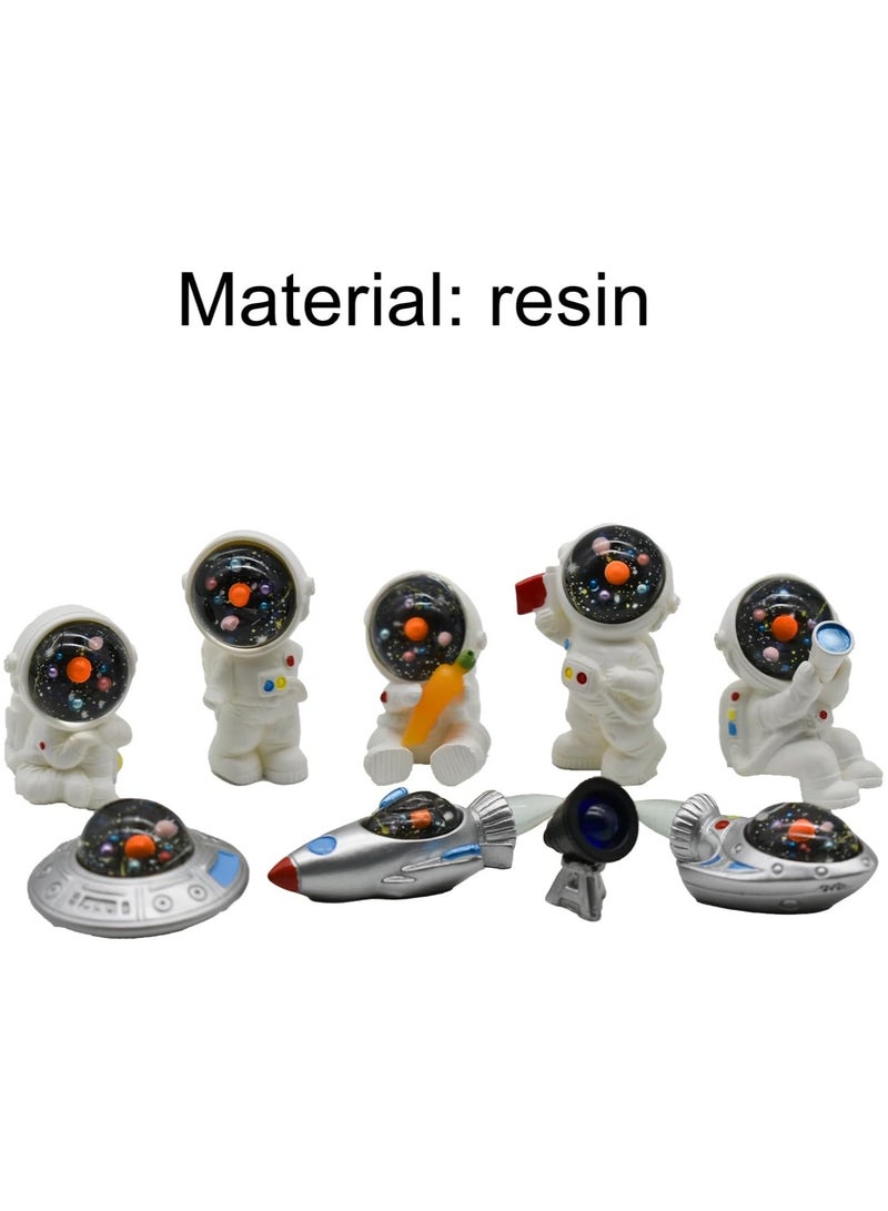 SYOSI 9PCS Miniature Astronaut and Rocket Figurines, Mini Spaceman and UFO Playset Resin Cake Toppers, for DIY Shelf Tabletop Diorama Craft Decoration, Miniature Astronaut Toys, Home Spaceman Statues - Image 5