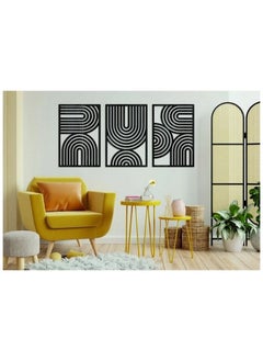 Mid Century Geometric Wood Wall Art - Set of 3 Modern Panel Each 80x50