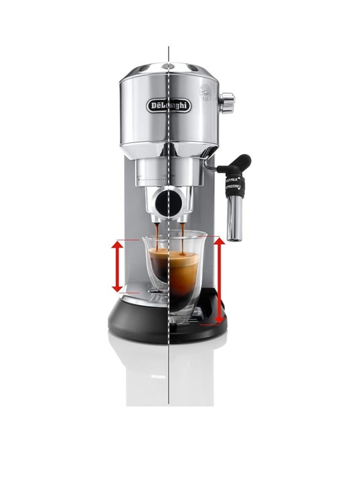 De'Longhi Dedica Pump Espresso Manual Coffee Machine | Cappuccino, Latte Macchiato With Milk Frother | Thermo Block Heating System For Accurate Temperature | Easy To Clean 1.1 L 1350 W EC685.M Silver - Image 4