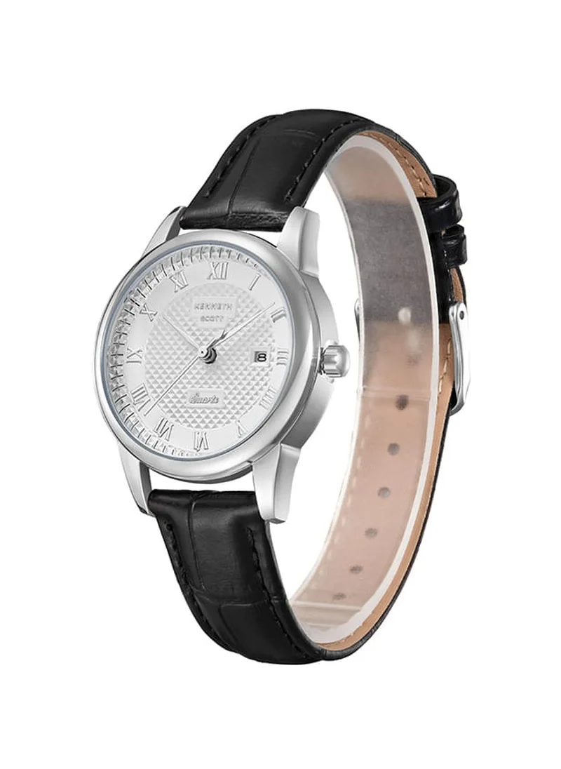 KENNETH SCOTT Kenneth Scott K23530-SLBW Women's Analog Display Watch & Leather Strap Black