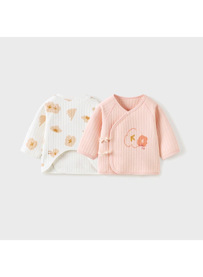 Tongtai Baby Kimono Half-back Shirt Winter Pure Cotton Warm Newborn Seamless Infant Monk Suit 2-piece Set - Image 2