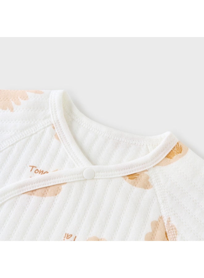 Tongtai Baby Kimono Half-back Shirt Winter Pure Cotton Warm Newborn Seamless Infant Monk Suit 2-piece Set - Image 3