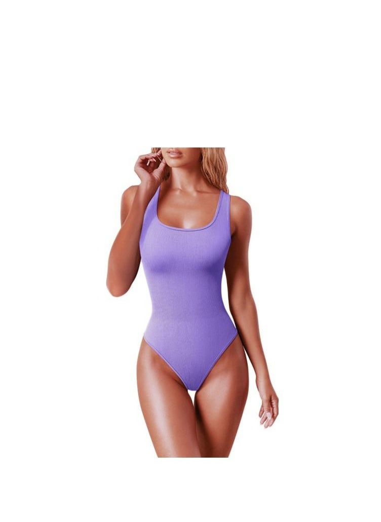 Loquat - Women's Simple Threaded Sleeveless Vest Tight-Fitting Jumpsuit - Image 1