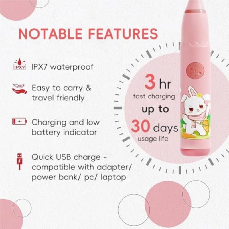 Electric Toothbrush, Rechargeable Electric Toothbrush, with 4 Brush Heads 6 Cleaning Modes IPX7 Waterproof Cleaning Toothbrushes for Adults and,2-Min Timer - Image 2