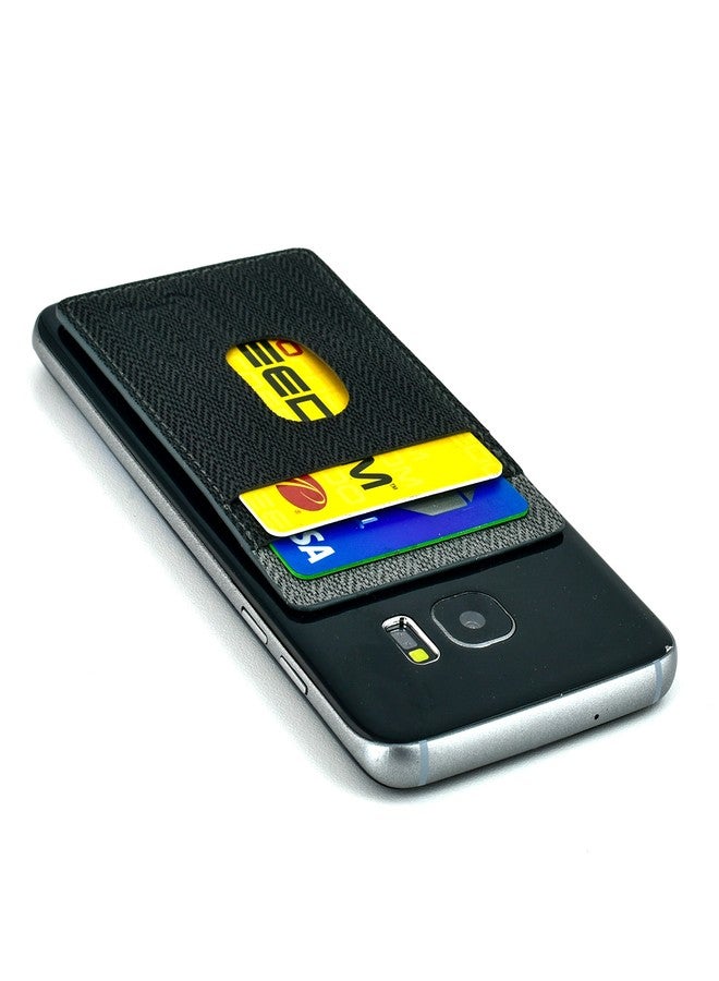 Dockem Adhesive Wallet with 2 Card Slots: Removable Stick-on Card Wallet for Smartphones: Twill Style Synthetic Leather Card Holder for iPhone, Android, and More [Black and Grey] - Image 4