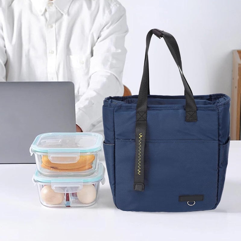 ZJchao Insulated Lunch Bag, Large Capacity Leakproof Reusable Lunch Tote with Aluminum Foil Liner and Front Pocket for Office, Picnic, Hiking, Beach - Image 5