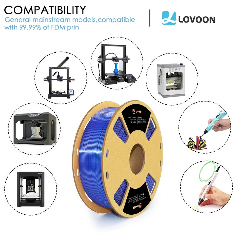 LOVOON pla Filament 1.75mm Color Shift, 3D Printers Filament New Black/Blue/Purple Gradient, Color Changing by Length pla,Halloween,3D Printer and 3D Pen Compatible,1KG(2.2lbs)/Spool - Image 5
