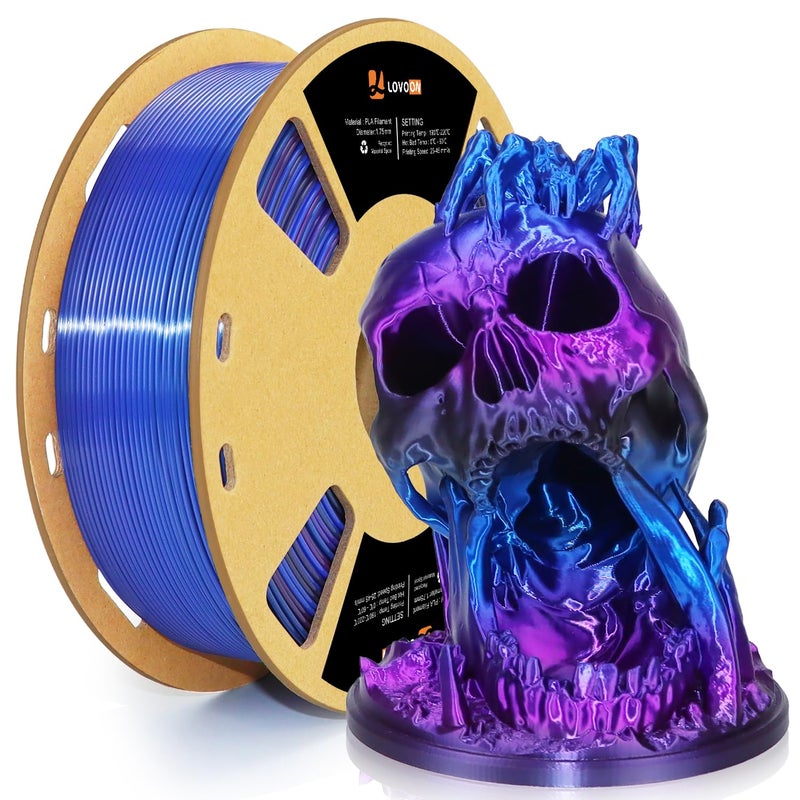 LOVOON pla Filament 1.75mm Color Shift, 3D Printers Filament New Black/Blue/Purple Gradient, Color Changing by Length pla,Halloween,3D Printer and 3D Pen Compatible,1KG(2.2lbs)/Spool - Image 1