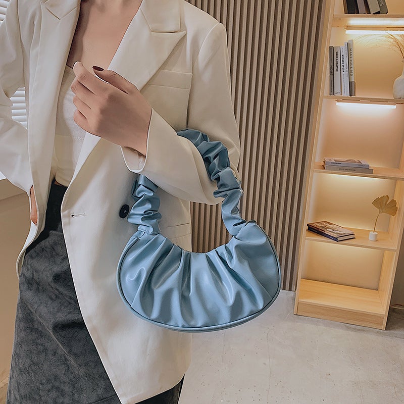 Macaron Handbag Cloud Pleated Bag Women'S Bag 2023 New Solid Color Simple Messenger Bag Fashionable All-Match Bag - Image 4