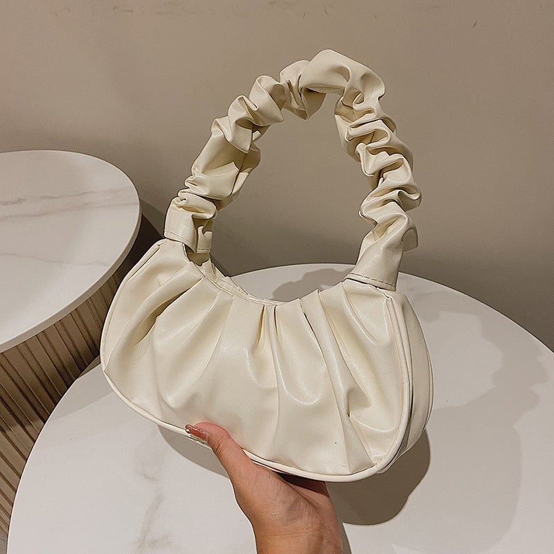 Macaron Handbag Cloud Pleated Bag Women'S Bag 2023 New Solid Color Simple Messenger Bag Fashionable All-Match Bag - Image 1