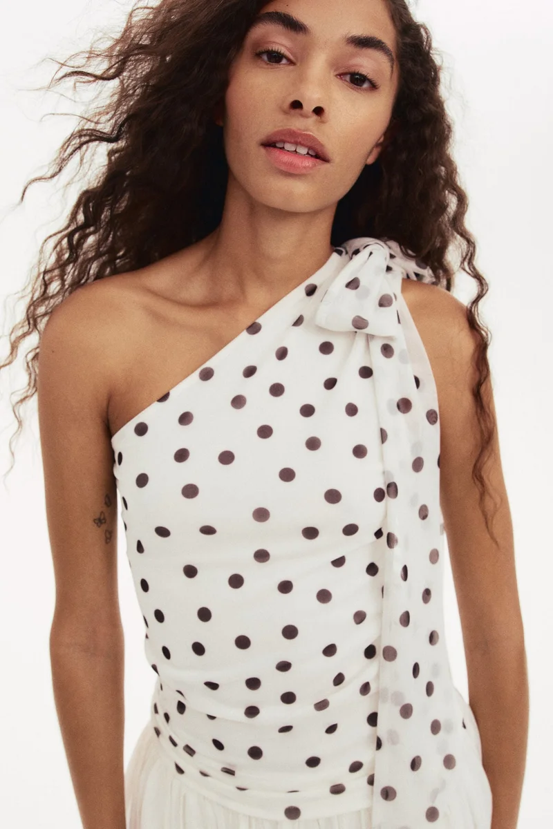 H&M One-shoulder mesh top