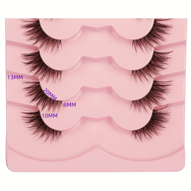 Gmagictobo False Eyelashes Natural Half Lashes Cat Eye Clear Band Lashes Fluffy Wispy 3D Faux Mink Lashes Pack Soft Strips Fake Eyelashes 7 Pairs - Image 3