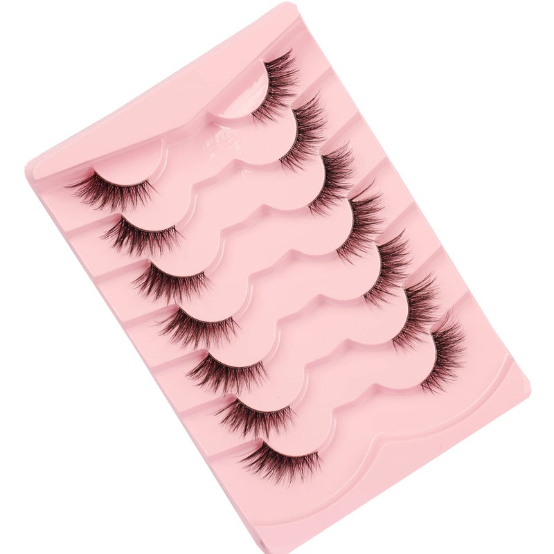 Gmagictobo False Eyelashes Natural Half Lashes Cat Eye Clear Band Lashes Fluffy Wispy 3D Faux Mink Lashes Pack Soft Strips Fake Eyelashes 7 Pairs - Image 5