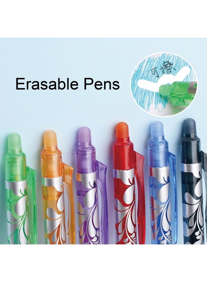 MOZXIRZ 6 Pcs Erasable Gel Pens Erasable Retractable Pens 0.5mm Colored Ink Smooth Writing Pen Aesthetic Pen for Women Men Girls Boys Office School Supplies (6Pcs Colored Ink) - Image 5