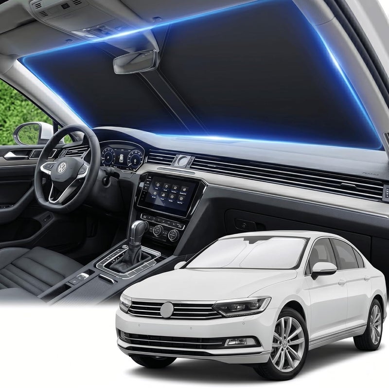 AuyNeas Windshield Sun Shade for VW/Volkswagen Passat 2012-2022 Sunshade Front Window Shade Custom Fit Passat Accessories Sun Visor Foldable Shade Blocks UV Rays Accessories - Image 1