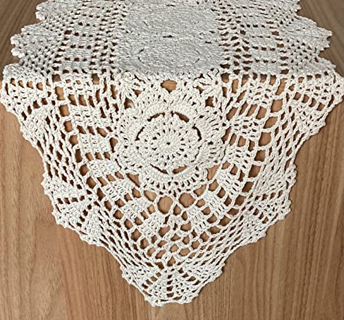 SouthMage Hand Crochet Lace Table Runner Farmhouse Boho Dresser Scarf (12" x 28") - Image 2