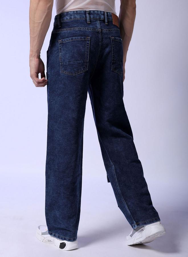 The Indian Garage Co Men Dark Wash Baggy Cargo Jeans - Image 3