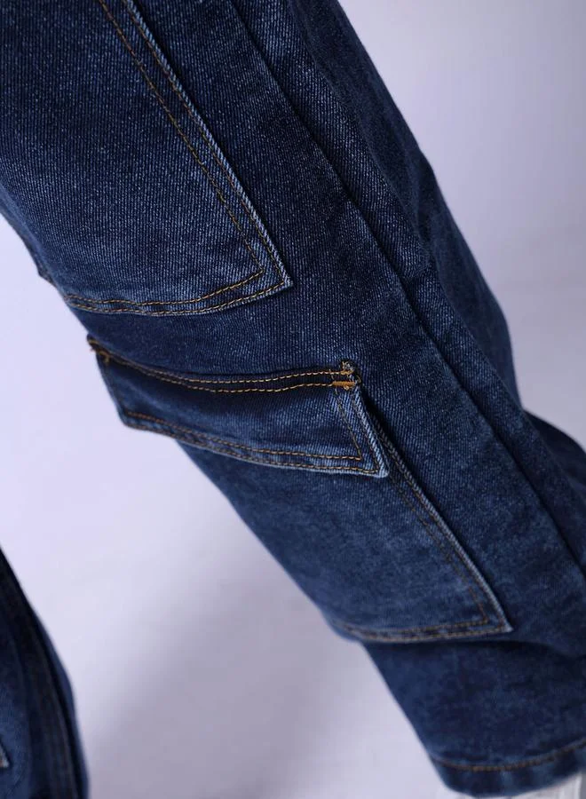 The Indian Garage Co The Indian Garage Co Men Dark Wash Baggy Cargo Jeans