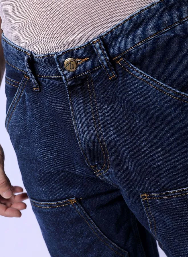 The Indian Garage Co The Indian Garage Co Men Dark Wash Baggy Cargo Jeans