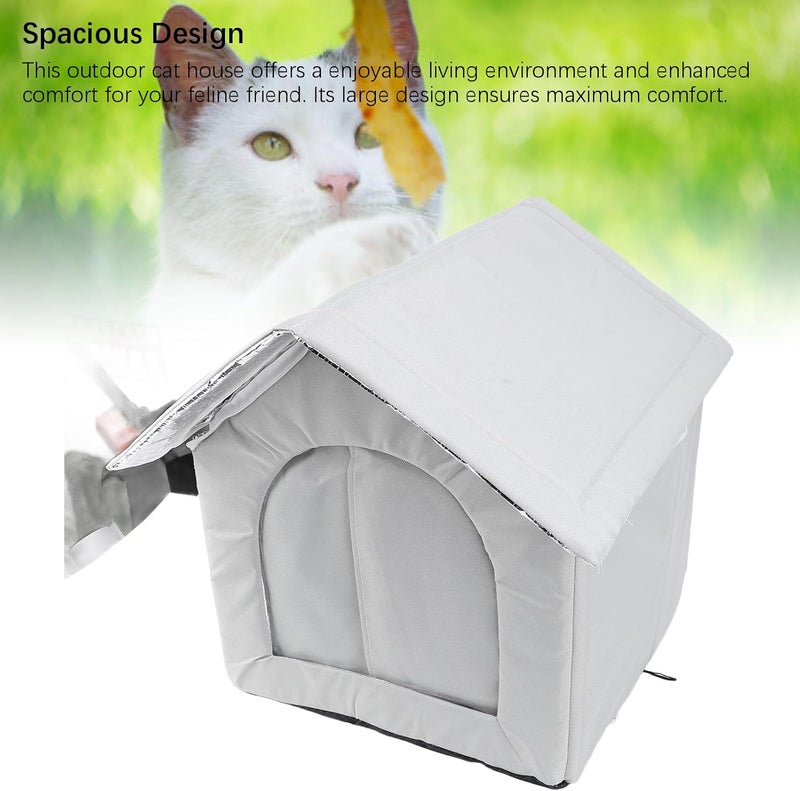 Generic Large Outdoor Warm Cat House Water Enclosed Shelter for Dog, Fabric, Outdoor Activities (Grey) - Image 5