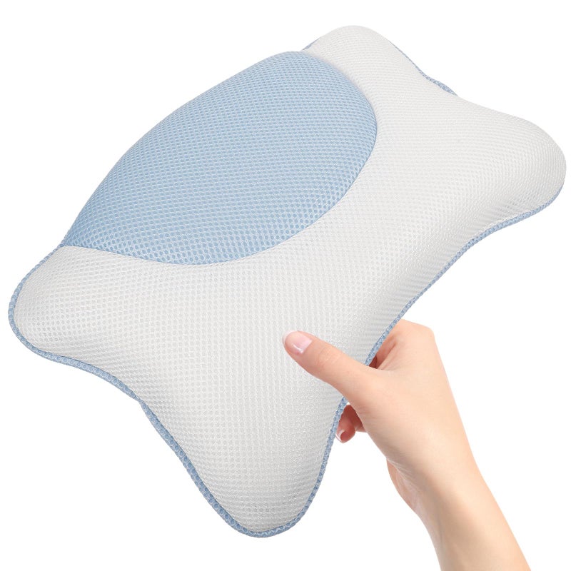 Ocean Motif Non Slip Bath Pillow with 3D Mesh Fabric and Suction Cups for Home Spa Relaxation - Image 5