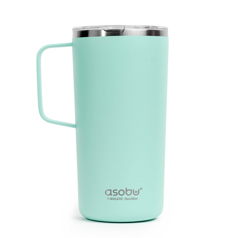 asobu Tower Mug Ceramic Inner Coated Insulated Stainless Steel Cup for Pure Tasting Coffee with Easy Hold Handle and Tritan Lid Fits Standard Cup Holders 20 Ounce Travel Mug (Mint) - Image 2