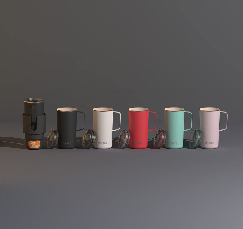 asobu Tower Mug Ceramic Inner Coated Insulated Stainless Steel Cup for Pure Tasting Coffee with Easy Hold Handle and Tritan Lid Fits Standard Cup Holders 20 Ounce Travel Mug (Mint) - Image 5