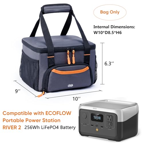 FRECOLSH HeavyDuty Portable Power Station Storage Case Compatible with Ecoflow RIVER 2 Solar Power Bank Carrying Case for Outdoor Camping Essentials Carrying Case Only - Image 3