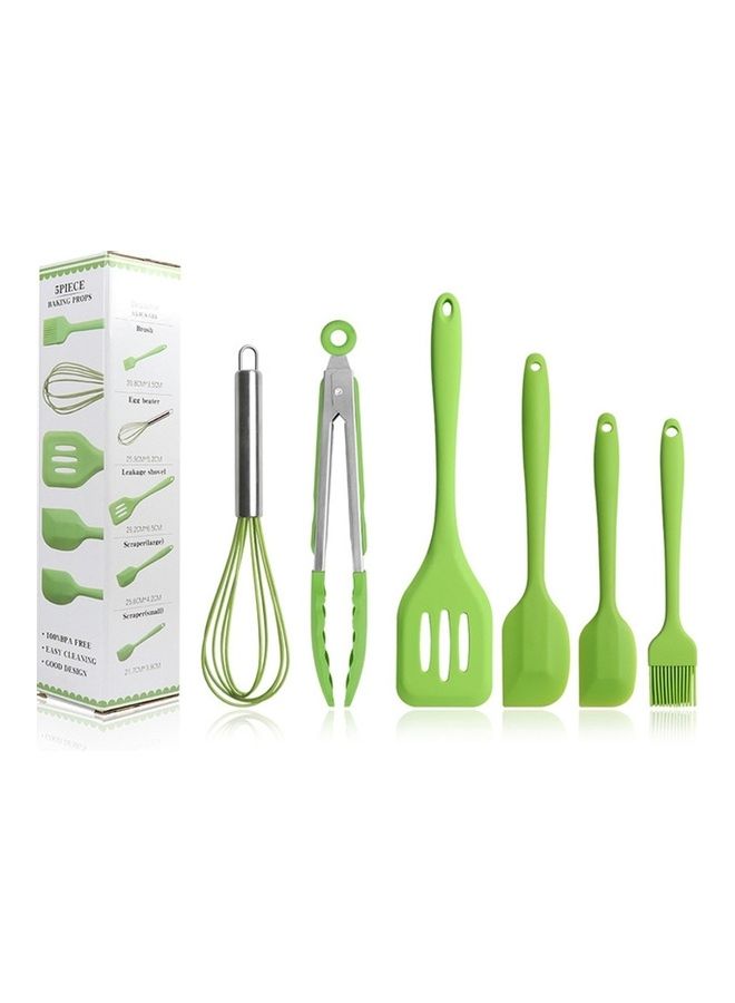 NIBEMINENT 6 In 1 Silicone Kitchenware Slotted Spatula Set Green 30x8x8cm