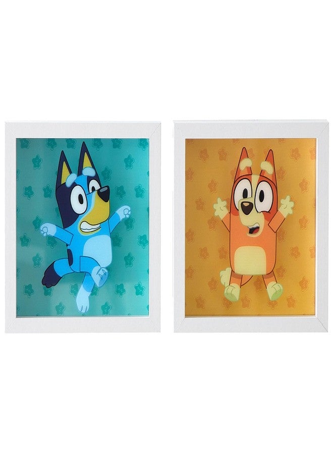 Idea Nuova Bluey & Bingo Wall Art Set,8"x8" Framed Kids Room Decor, 2-Piece Colorful Nursery Prints, Cartoon Character Artwork for Playroom or Bedroom - Image 1