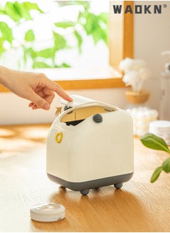 WAOKN Creative Plastic Desktop Trash Can, with Lid, Small Home & Office Cleaning Gadget, One-Touch Open/Close Desktop Storage Bin（white）  - Image 2