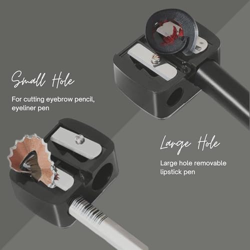 TRITON Professional Makeup Kajal Eyeliner Eyebrow Pencil Dual Sharpener, Twin Hole Cosmetic Cutter for Beauty Salon, Parlour and Home, Silver - Image 4