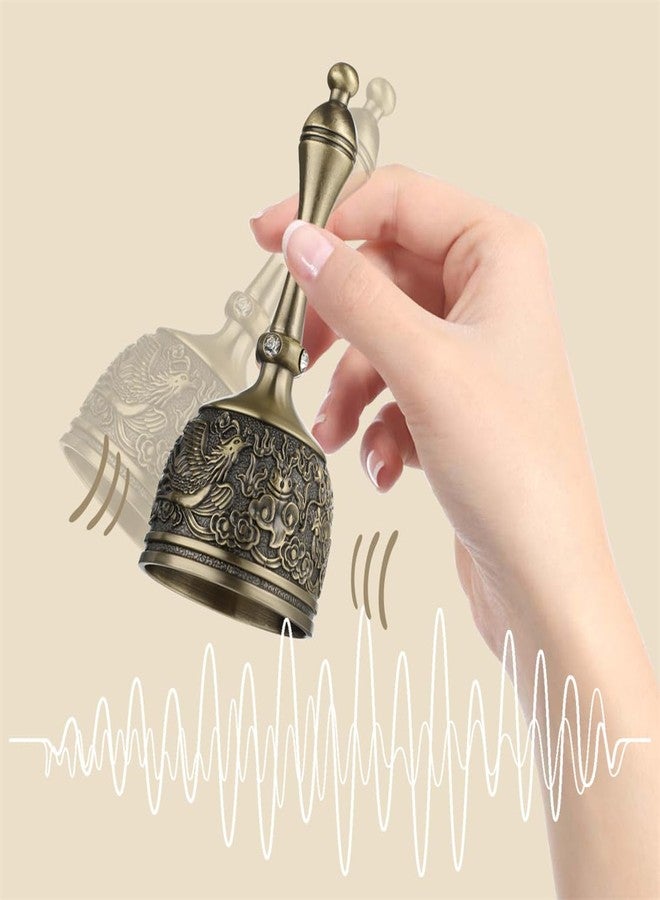 ILSSLI Hand Bell Brass Dinner Call Bells Loud Service Ringing Bell Tibetan Handbells for Meditation Seniors Bedside Musical Teaching Classroom - Image 4