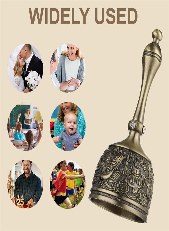ILSSLI Hand Bell Brass Dinner Call Bells Loud Service Ringing Bell Tibetan Handbells for Meditation Seniors Bedside Musical Teaching Classroom - Image 5
