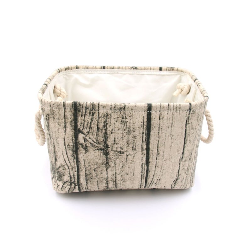 Jacone Stylish Tree Stump Design Rectangular Storage Baskets Durable Fabric Washable Storage Bins Organizers with Rope Handles, Decorative and Convenient for Kids Rooms - Set of 3 brown - Image 4