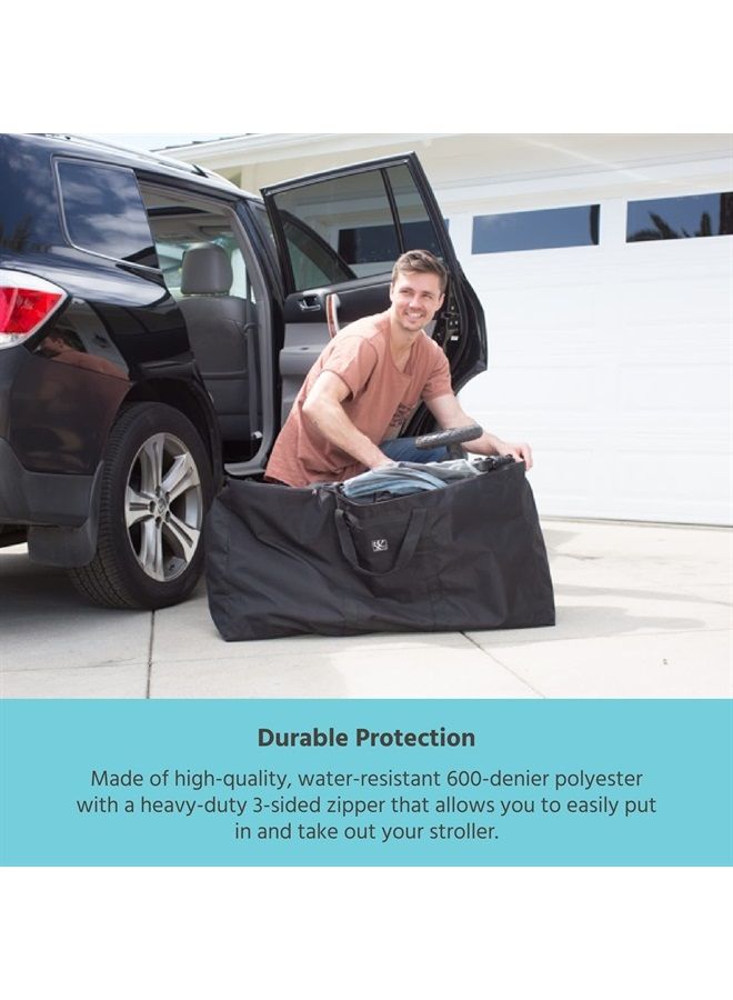 J.L. Childress Stroller Travel Bag for Single & Double Strollers - Durable and Protective, Water-Resistant Stroller Bag - Carry Handles and Detachable Padded Shoulder Strap - Black  - Image 2