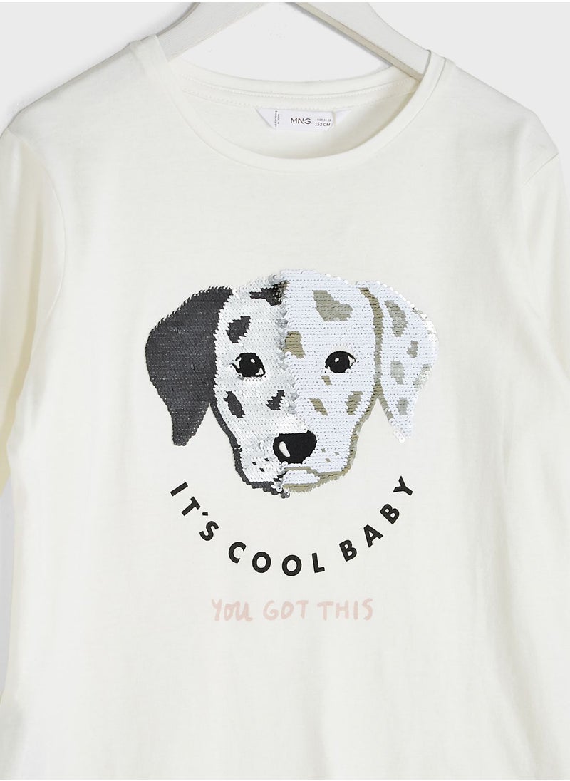 MANGO - Kids Dog Print T-Shirt - Image 1