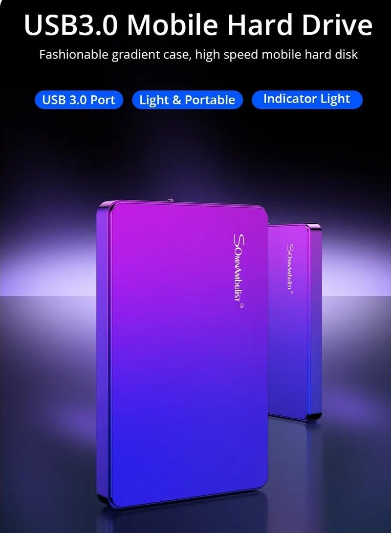 AROAQ External Hard Drive, USB3.0 Ultra Slim HDD Storage Device, Portable Compact High-speed Mobile Hard Disk Compatible for Pc, Desktop, Mobiles, Laptop, Game Console, Ps4, (Gradient Blue Purple, 160GB) - Image 2