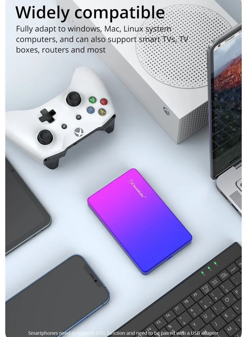 AROAQ External Hard Drive, USB3.0 Ultra Slim HDD Storage Device, Portable Compact High-speed Mobile Hard Disk Compatible for Pc, Desktop, Mobiles, Laptop, Game Console, Ps4, (Gradient Blue Purple, 160GB) - Image 4