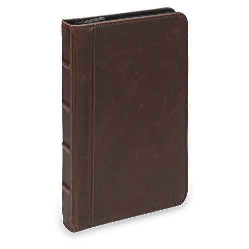Samsill Small Vintage Portfolio/Zipper Faux Leather Portfolio, Book Style Hardback Design, Business & Interview Padfolio Organizer, Holds 5 x 8 Writing Pad, Dark Brown - Image 1