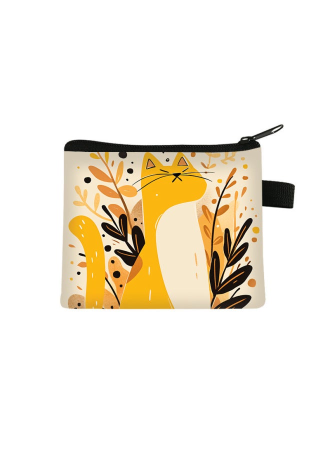 New Cat Print Coin Purse Kidsren's Cute Mini Storage Small Wallet Polyester Wear-resistant Portable Key Card Holder