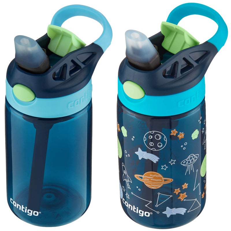 Contigo Kids Water Bottle with Redesigned AUTOSPOUT Straw 14oz. 2 Pack Blueberry and Blue Raspberry & Blueberry and Blue Raspberry with Cosmos - Image 3