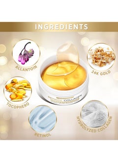 VELAMO ADVANCED Under Eye Patches 24K Gold Under Eye Mask For Puffy Retinol Patchology Eye Patches For Wrinkles And Dark Circles Puffiness Collagen Under Eye Bags Treatment For Women Men 60 Pcs  - Image 3