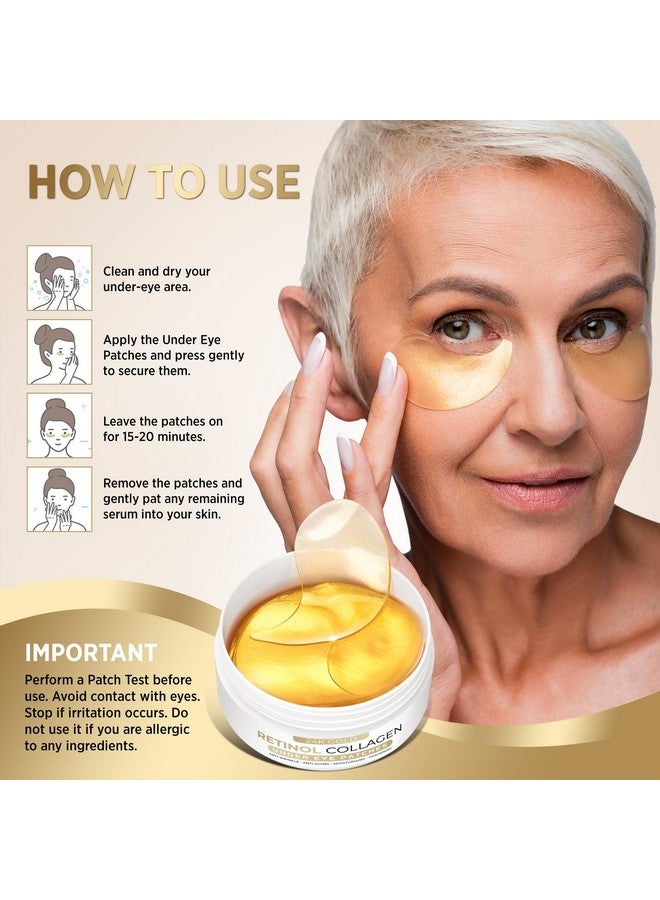 VELAMO ADVANCED Under Eye Patches 24K Gold Under Eye Mask For Puffy Retinol Patchology Eye Patches For Wrinkles And Dark Circles Puffiness Collagen Under Eye Bags Treatment For Women Men 60 Pcs - Image 4
