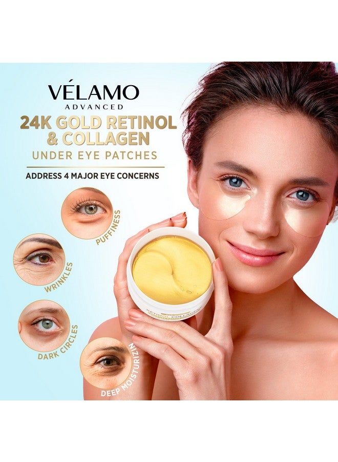 VELAMO ADVANCED Under Eye Patches 24K Gold Under Eye Mask For Puffy Retinol Patchology Eye Patches For Wrinkles And Dark Circles Puffiness Collagen Under Eye Bags Treatment For Women Men 60 Pcs - Image 2