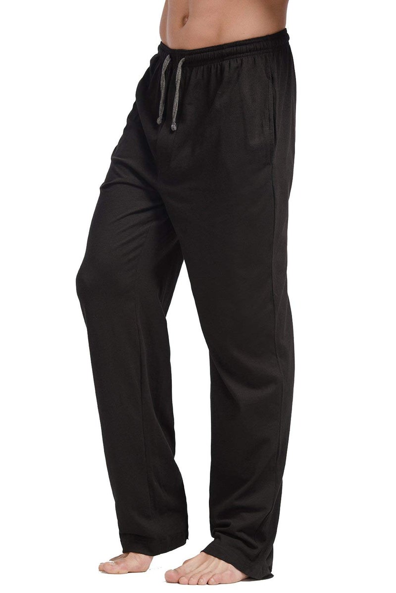 CYZ Men's 100% Cotton Jersey Knit Pajama Pants/Lounge Pants-Solid Black-XL - Image 2