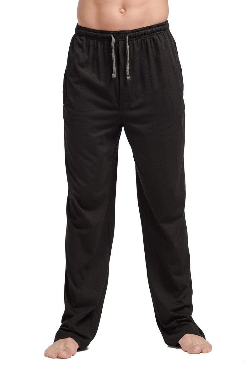 CYZ Men's 100% Cotton Jersey Knit Pajama Pants/Lounge Pants-Solid Black-XL - Image 1