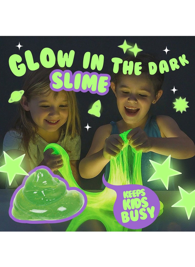 ESSEN Galaxy Slime Kit Glow in the Dark DIY Slime Making Kit Make Your Own Slime Galaxy Set Toys for Kids Girls Boys Birthday Gift Toy DIY Butter Slime Fluffy Clay Cloud Foam Squish Glitter Arts and Crafts Set with 33 Accessories  - Image 3