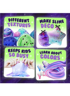 ESSEN Galaxy Slime Kit Glow in the Dark DIY Slime Making Kit Make Your Own Slime Galaxy Set Toys for Kids Girls Boys Birthday Gift Toy DIY Butter Slime Fluffy Clay Cloud Foam Squish Glitter Arts and Crafts Set with 33 Accessories  - Image 2