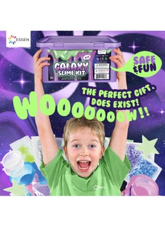 ESSEN Galaxy Slime Kit Glow in the Dark DIY Slime Making Kit Make Your Own Slime Galaxy Set Toys for Kids Girls Boys Birthday Gift Toy DIY Butter Slime Fluffy Clay Cloud Foam Squish Glitter Arts and Crafts Set with 33 Accessories  - Image 5